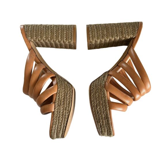 Vince Camuto Women's Patrest Raffia Platform Sandal Heeled Light Cognac Size 10 - Picture 4 of 8